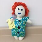 Girl Scouts Plush Doll Handmade By Scouts 13?  Yarn Hair Blue Teal Dress AR201