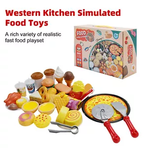 56Pcs Western Kitchen Simulated Food Toys Burger Pizza Children Pretend Toy Set, - Picture 1 of 9