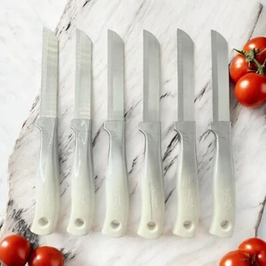 6x Solingen Messer Gemüsemesser Küchenmesser Obstmesser Sägeschliff Silber Weiss - Bild 1 von 4