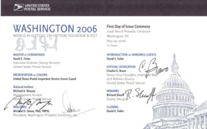 Signed USPS 1st Day Ceremony Program #4075c "Freedom" Washington DC WPE 2006 - Picture 1 of 3