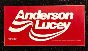 Pegatina parachoques vintage 1980 de campaña presidencial de John Anderson/Patrick Lucey - Imagen 1 de 2
