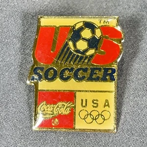 Coca-Cola USA Olympic Soccer Lapel Hat Pin Back Tie Tac 1992 Enamel Vintage - Picture 1 of 10