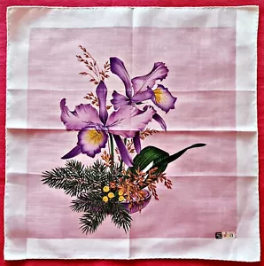 "PAÑUELO DE COLECCIÓN AUTÉNTICO SUIZO ALBA ARTE FLORAL ORQUÍDEA ALGODÓN 12" - Imagen 1 de 4