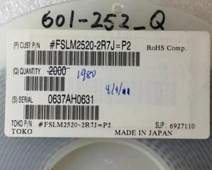 #FSLM2520-2R7J=P2 TOKO Ind Chip Wirewound 2,7uH 5% SMD ROHS 40 STÜCK - Bild 1 von 1