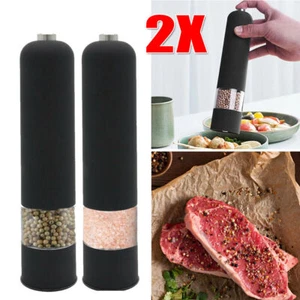 Set Of 2 Electric Salt & Pepper Grinder Tools Shaker Mills Adjustable Coarseness - Picture 1 of 9
