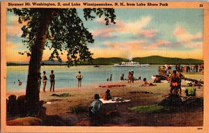 Cartolina Steamer Washington II Lake Winnipesaukee New Hampshire lino non spedita - Foto 1 di 2