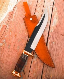 18" HANDMADE D2 STEEL TOOL HUNTING CROCODILE DUNDEE HIGH POLISH BOWIE KNIFE - Picture 1 of 4