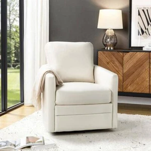 ARTFUL LIVING DESIGN Accent Chair 34.6" H X 27.8" W, Ivory Leather W/ Cushion - Picture 1 of 8