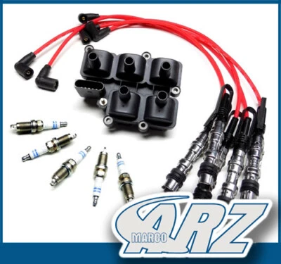 Bobina accensione kit cavi candele per motore VW Bora Golf Passat Seat VR5 V5 AGZ - Immagine 1 di 4