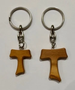 Portachiave con Tau in legno di ulivo. - Imagen 1 de 1