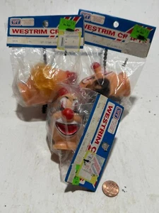 Set Of 3! Vintage Westrim Crafts Clown Doll Heads W/ Brown + Blonde Hair ~ 3.5" - Picture 1 of 2