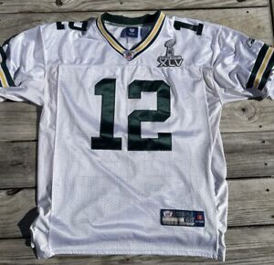 Green Bay Packers White Aaron Rodgers #12 Super Bowl XLV Sz 50 Men's Reebok | VG