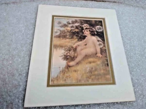 Bessie Pease Gutmann "BUBBLES" Cupid / Cherub picture w/frame 8" X 10" - Picture 1 of 9