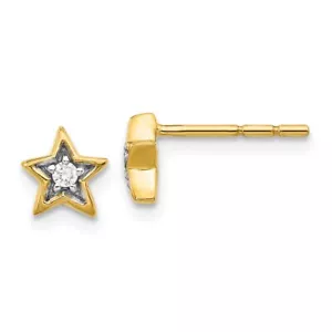 14k Yellow Gold Diamond Star Stud Earrings 1.05 gram Gift for Mother - Picture 1 of 4
