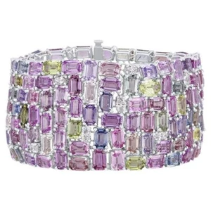 Luxurious 120.06 TCW Multi Shape & Color Gemstone Engagement Bracelet For Woman - Picture 1 of 9
