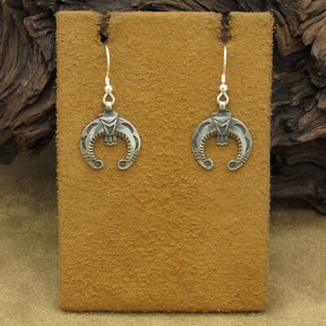 Small Sterling Silver Eagle Naja Dangle-Wire Earrings - Picture 1 of 4