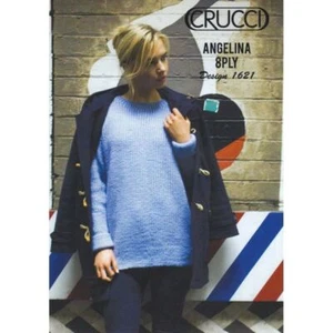 Scooped Neck Sweater Crucci Knitting Pattern 1621 for 8 Ply Yarns - Picture 1 of 1
