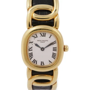 PATEK PHILIPPE Golden Ellipse 4830J Quartz Watch 18K Yellow Gold White - Picture 1 of 13