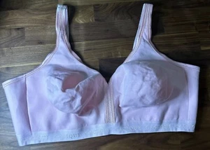 Cacique No Wire Cotton Blend Bra Size 48DDD Pink Wireless Soft Cup - Picture 1 of 6