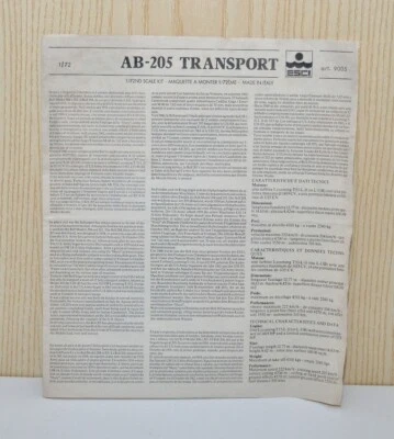 Istruzioni montaggio Esci elicottero Bell AB 205  UH-1 Iroquis scala 1:72 - Immagine 1 di 3