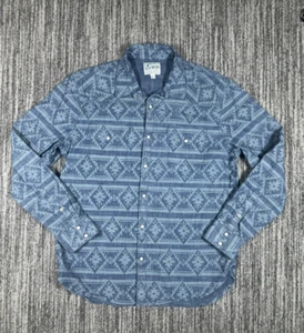 Lucky Brand Aztec Pearl Snap Shirt Herren L blau Chambray Western Cowboy - Bild 1 von 8