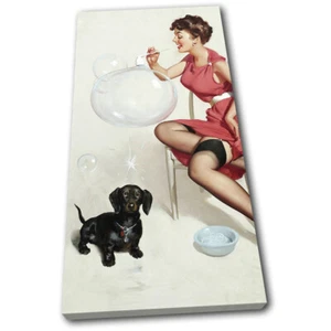 Vintage Girl Poster Sexy Retro Pin-ups SINGLE CANVAS WALL ART Picture Print - Picture 1 of 1