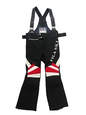 PANTALONES DE TIRANTES VINTAGE NEGROS FILA SKI BABERO 90 Foto 1 de 4