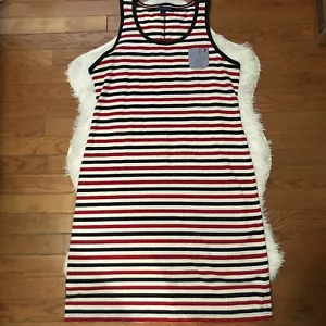 Tommy Hilfiger Cotton Mini Tee Striped Dress Sz M - Picture 1 of 3