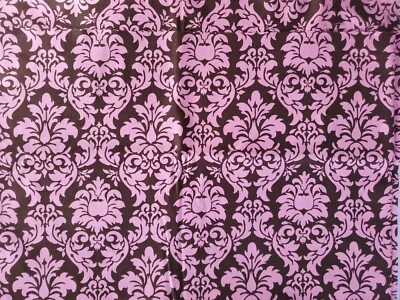 Michael Miller Dandy Damask Pink and Brown 100% Cotton Quilting Fabric BTHY - Image 1 of 4