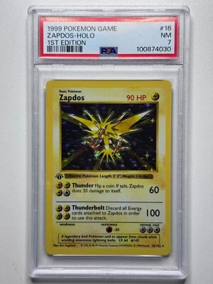 Zapdos 1st edition PSA 7 NM #16 Base Set Pokemon TCG English 1999 - Image 1 of 2
