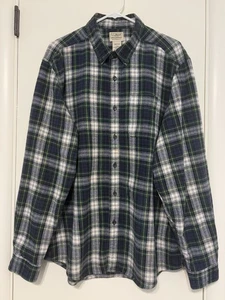 L.L. Bean Men's Blue/Green Scotch Plaid Classic Flannel Button-Front Shirt L - Imagen 1 de 9