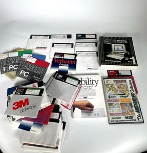 Lot disquettes Amstrad PC1512 système disques + manuels 5,25" jeux utilitaires - Photo 1/11