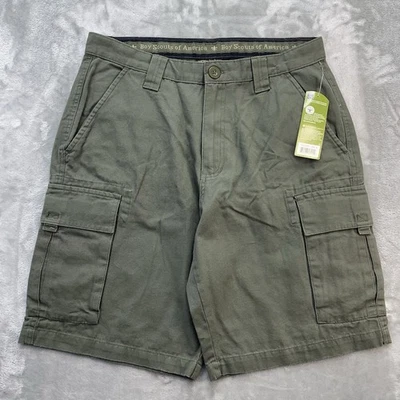 Boy Scouts Uniform Canvas Shorts Mens 32 Green 100% Cotton Cargo Pocket - Image 1 of 4