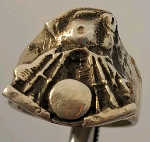 BIKER Sterling Modernist Abstract SHOVELHEAD Motorcycle Tapered Band Ring 10.25 - Picture 1 of 5