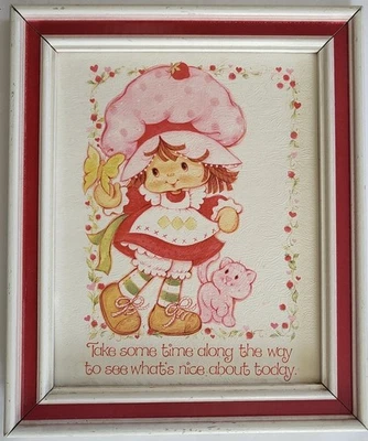 Fresa Shortcake Vintage Años 80 Estampado Enmarcado Decoración de Pared Para Niñas 10" X 12" Foto 1 de 4