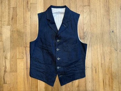 MotivMfg x Division Road English Dress Work Vest Linen/Denim/Camo Size 48 (M) - Image 1 of 4