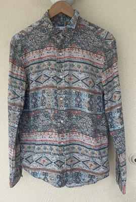 Zara Men's Geometric Southwest Aztec Pattern Long Sleeve Button Down Shirt S - Image 1 of 4