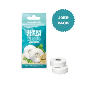 Zahnseide Happybrush 10ER SuperClean Refill 35 Meter Rollen Minzgeschmack - Bild 1 von 5