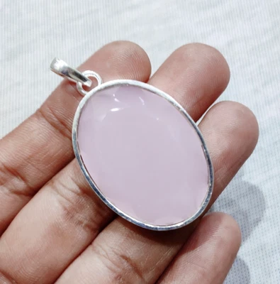 Ciondolo pietra preziosa quarzo rosa ciondolo argento quarzo risveglio... - Immagine 1 di 4