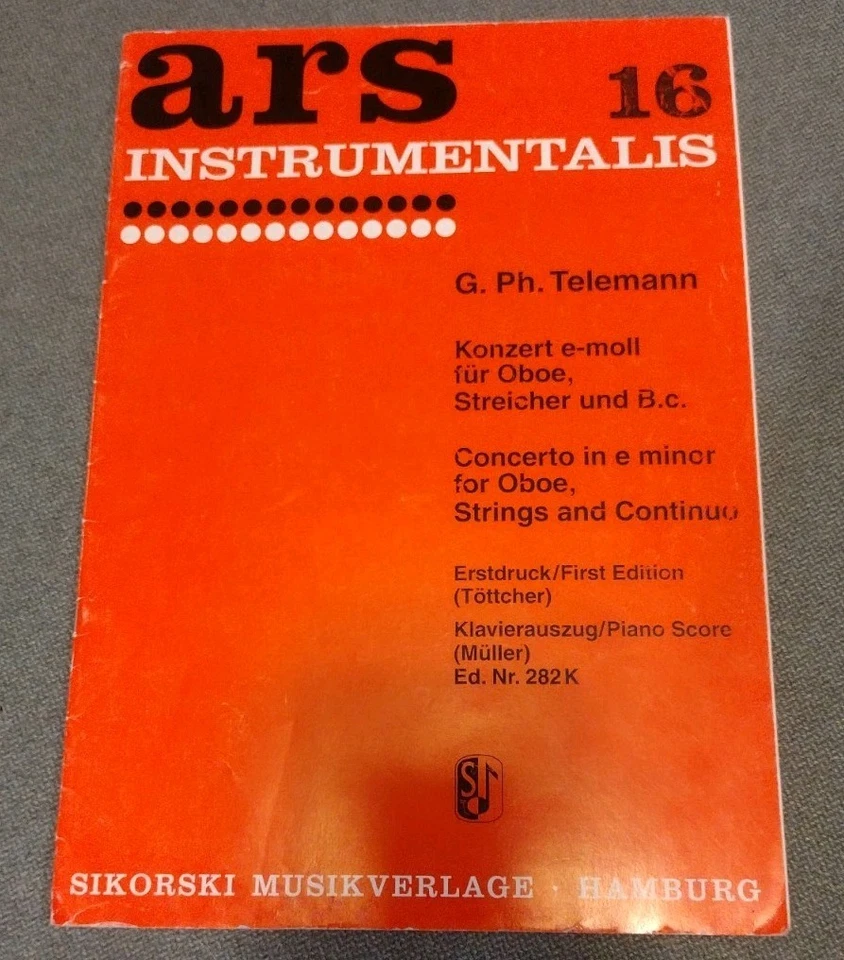 Telemann Concerto in E Minor Oboe, strings, continuo (Piano) - Image 1 of 1