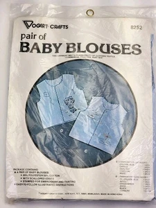 Vintage Vogart Crafts Pair Of Baby Blouses Embroider Kit NOS - Picture 1 of 12