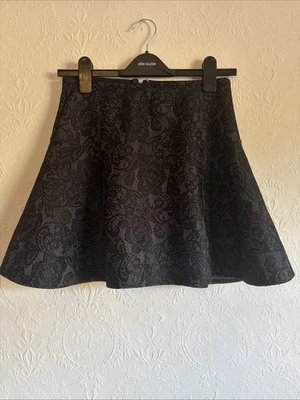 Abercrombie & Fitch Women's Black Lace Pattern Mini Skater Skirt - Image 1 of 4