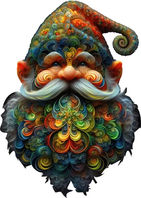 The Spirited Curlicues of Gnarly the Gnome 247 Piece Shaped Wooden Jigsaw Puzzle - Image 1 of 4