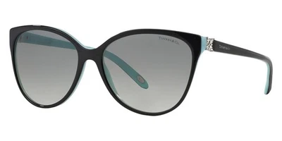 New Tiffany & Co. Women Cat Eye Sunglasses TF4089B 80553C Black Blue/Grey 58mm - Image 1 of 4