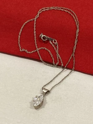 Collar de cadena de Singapur colgante de circonita cúbica de plata esterlina 925 con circonita DQ CZ 18,5" Foto 1 de 4