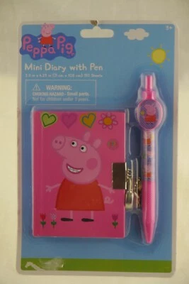 Girls Peppa Pig Brand Pink Mini Diary Lock Key & Pen Age 3+ - Image 1 of 2