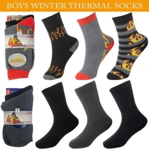 Kids Winter Socks Boys Teen Thermal Winter Warm Children Thick Boot Sock 3 Pairs - Picture 1 of 19