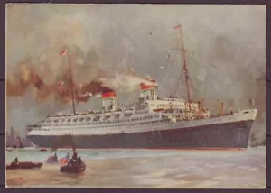 g3036/ Cartolina Italia 193x # Linea Italiana Lloyd Triestino Nave Piroscafo REX - Foto 1 di 2