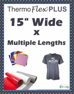 Thermoflex Plus Heat Transfer Vinyl (HTV) 15" x 12",1,3,5,&10 Yds - Easy Weeding - Picture 1 of 52