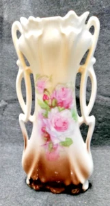 ANTIGUO JARRÓN DE ROSAS DE PORCELANA ALEMANIA 7,5" - Imagen 1 de 8